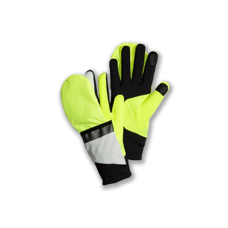 Brooks DRAFT HYBRID Running Gloves Womens Canada - Icy Grey/Black/NIghtlife/GreenYellow (JOX480152)